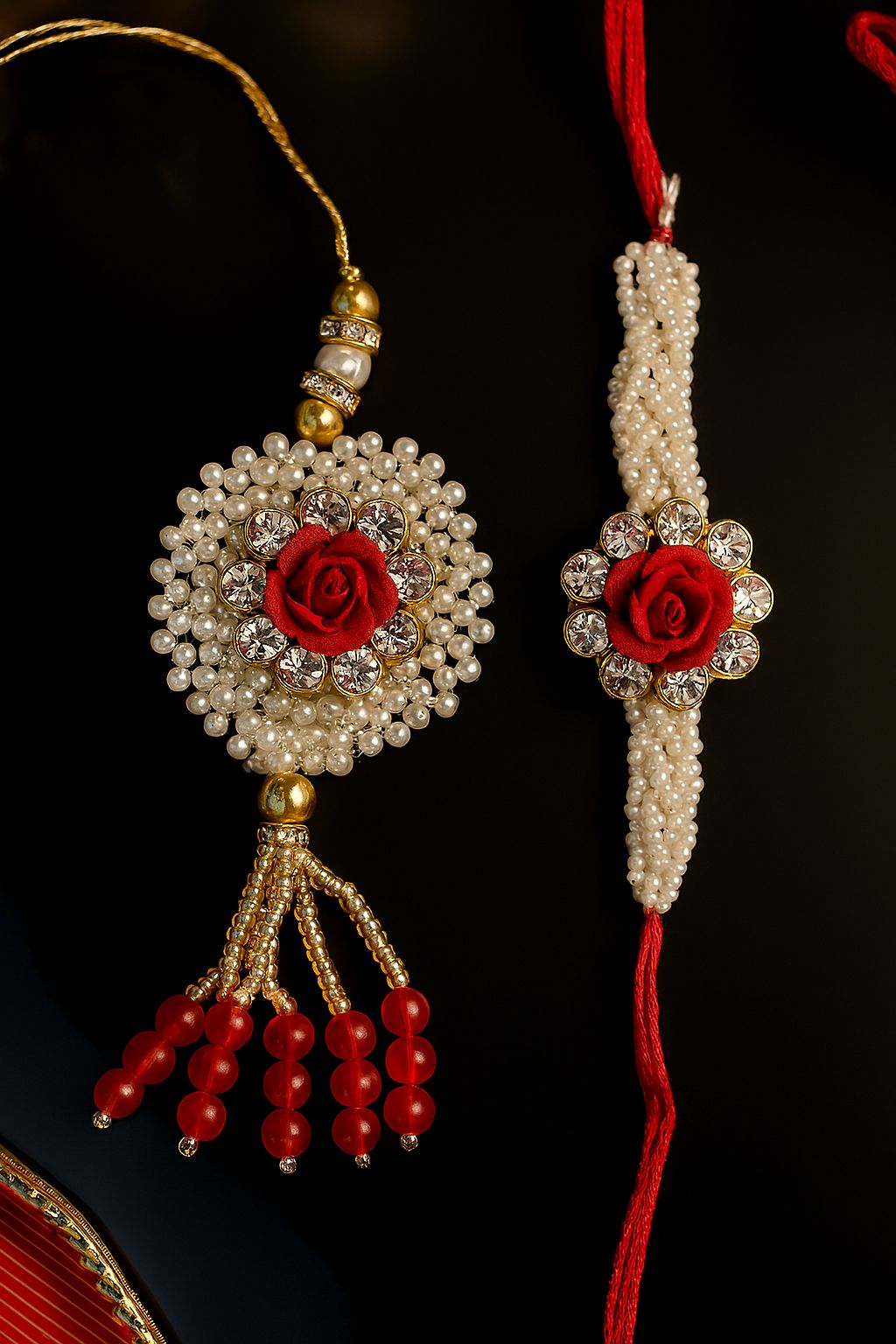 Designer Rakhi for Brother Sister-in-law | Rakhi for Bhaiya, Lumba rakhi for Bhabhi for Indian Raksha Bandhan Festival (Set of 2). High-End designer Rakhis for Bhaiya Bhabhi
