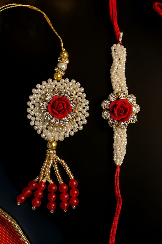 Designer Rakhi for Brother Sister-in-law | Rakhi for Bhaiya, Lumba rakhi for Bhabhi for Indian Raksha Bandhan Festival (Set of 2). High-End designer Rakhis for Bhaiya Bhabhi